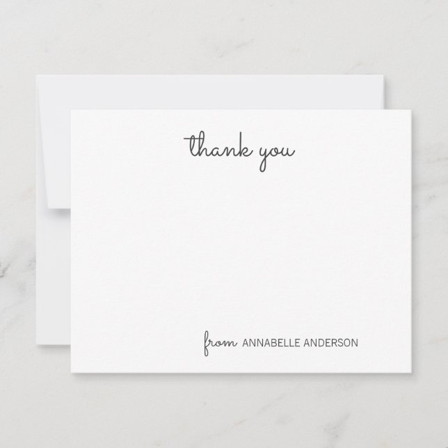Simple Script Cute Pink Thank You Custom Notecard (Front)