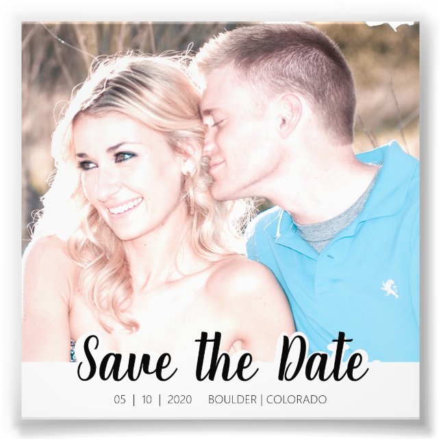 Simple Script Cutout | Save the Date Square Photo (Front)