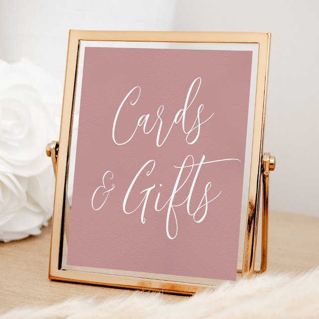 Simple Script Dusty Rose Wedding Cards and Gifts Poster (Creator Uploaded)