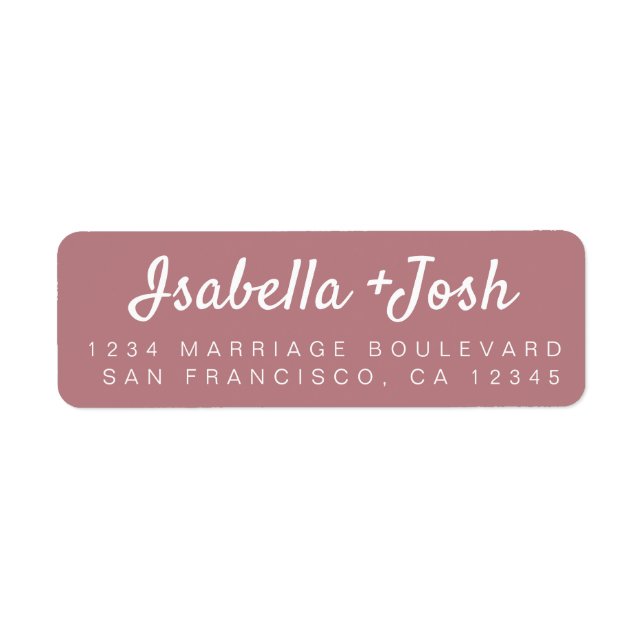 Simple Script Dusty Rose Wedding Return Address Label (Front)