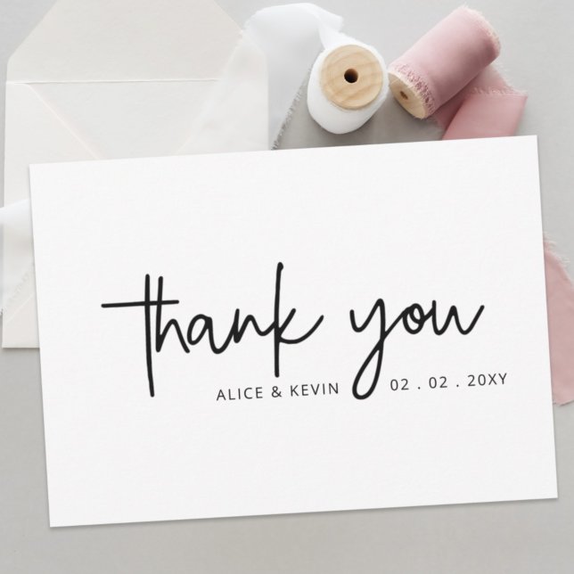 Simple Script Elegant Handwritten  Wedding   Thank Thank You Card (Creator Uploaded)