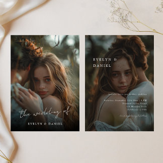 Simple Script Elegant Modern Wedding Photo Overlay Invitation
