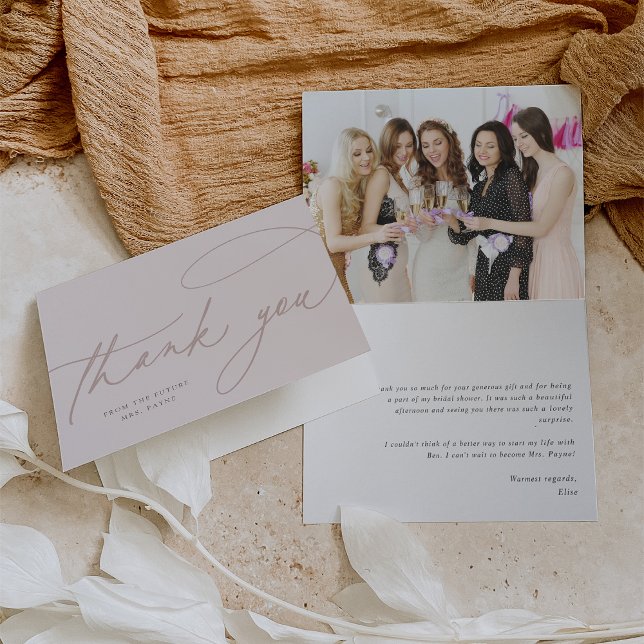 Simple Script | Elegant Personalised Photo Thank You Card (Creator Uploaded)