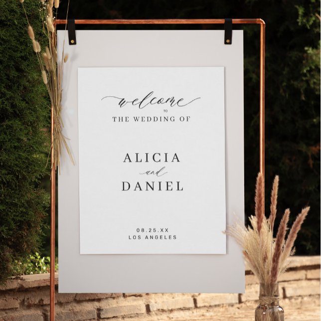 Simple script elegant white wedding welcome sign (Creator Uploaded)