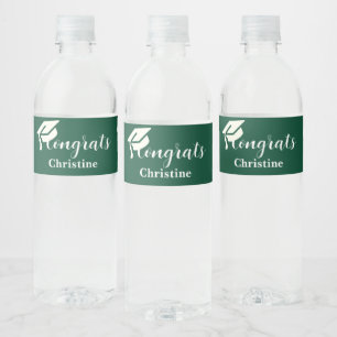 Simple script emerald graduation water bottle water bottle label