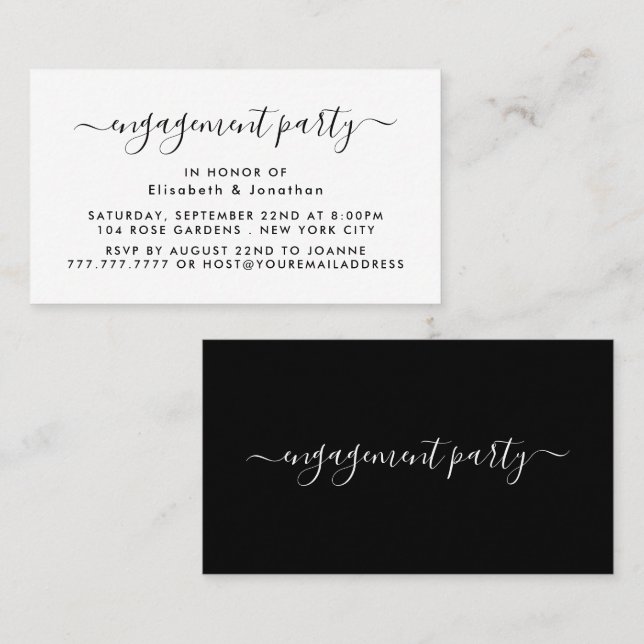 Simple Script - Engagement Party Ticket Invitation (Front/Back)