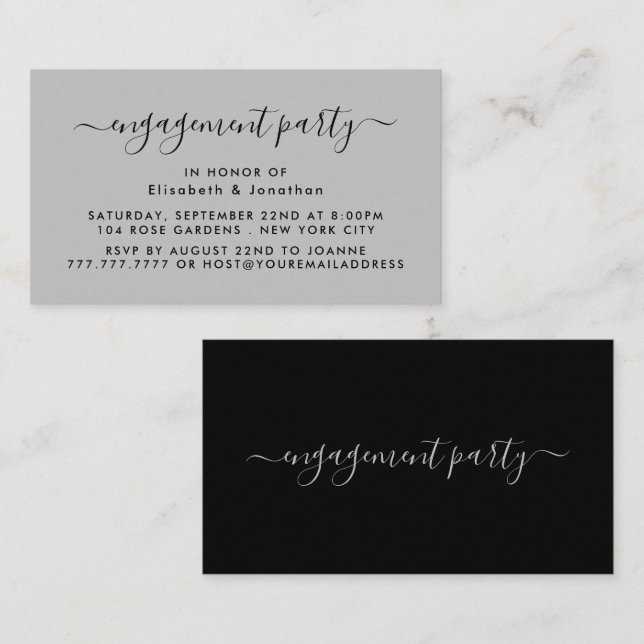 Simple Script - Engagement Party Ticket Invitation (Front/Back)