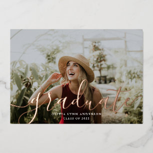 Simple Script Foil Graduation Announcement