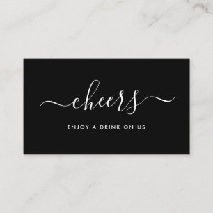 Simple Script Free Drinks Ticket - Black & White Enclosure Card