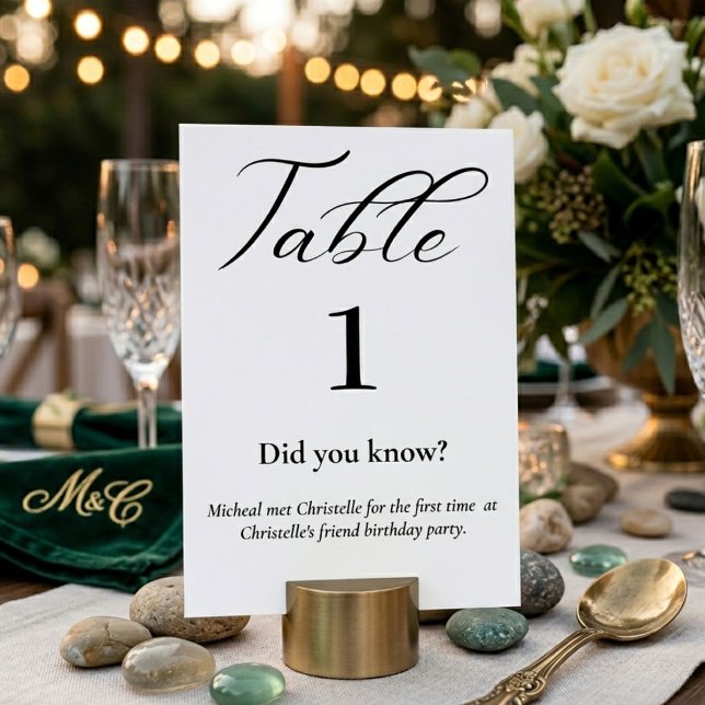 Simple script Fun facts wedding table number  (Creator Uploaded)