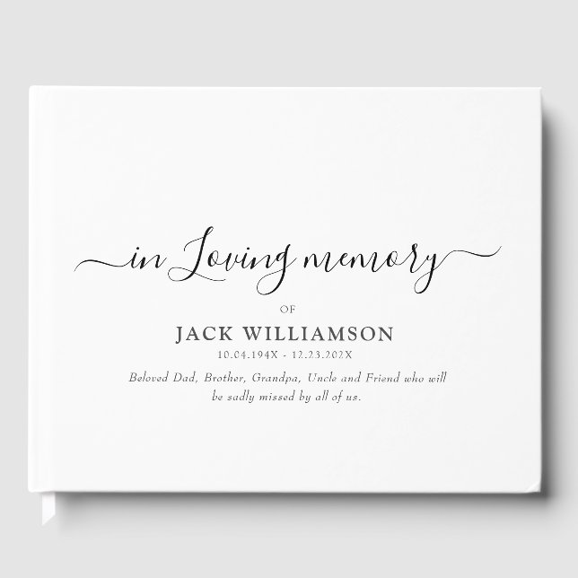 simple script funeral guest book (Front)