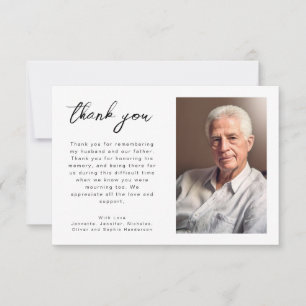 Simple Script Funeral Photo Thank You Card