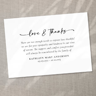 Simple Script Funeral Thank You Card