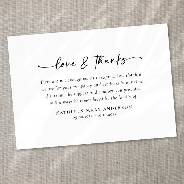 Simple Script Funeral Thank You Card (Creator Uploaded)