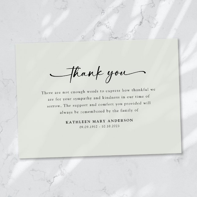 Simple Script Funeral Thank You Card (Creator Uploaded)