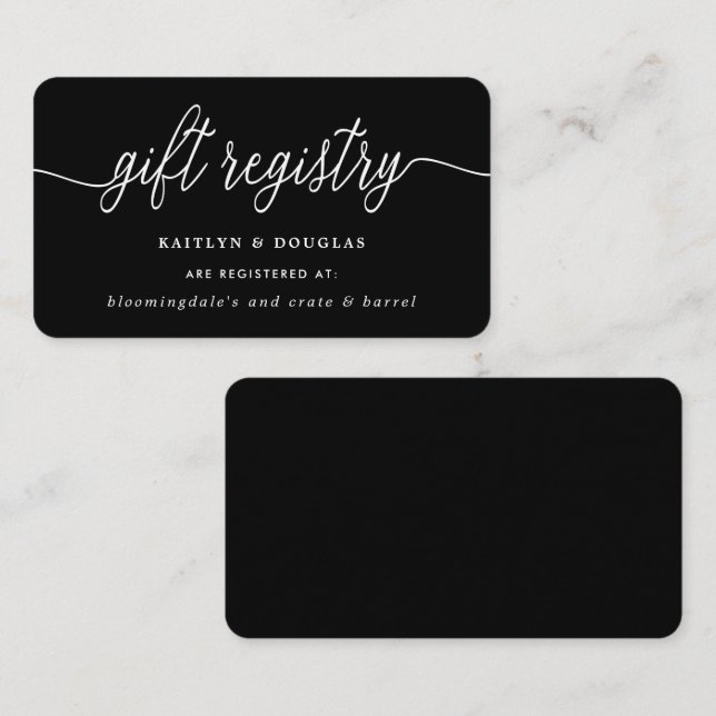 Simple Script Gift Registry Enclosure Card (Front/Back)