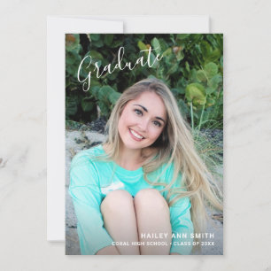Simple Script Girl Graduate Photo Graduation Announcement