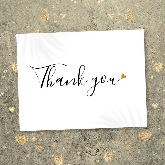Simple Script Gold Heart Business Thank You Postcard (Simple Script Gold Heart Business Thank You Postcard)