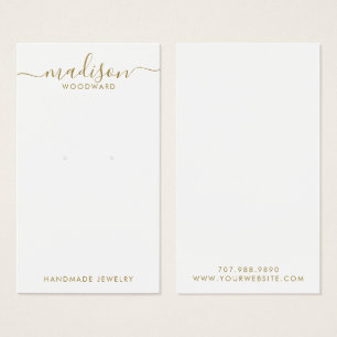 Simple Script Gold Signature Earring Display Card