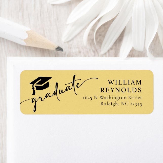 Simple Script Graduation Address Label Return Address Label (Insitu)