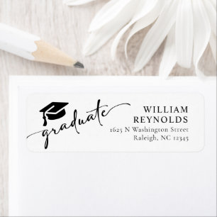 Simple Script Graduation Address Label Return Address Label
