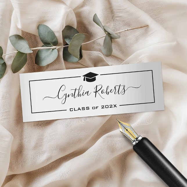 Simple Script Graduation Silver Metallic Look Calling Card (Creator Uploaded)