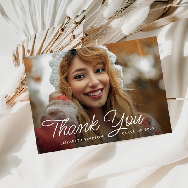 simple script graduation thank you photo card (Creator Uploaded)