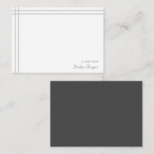 Simple Script Grey White 2 Side Double Border Card