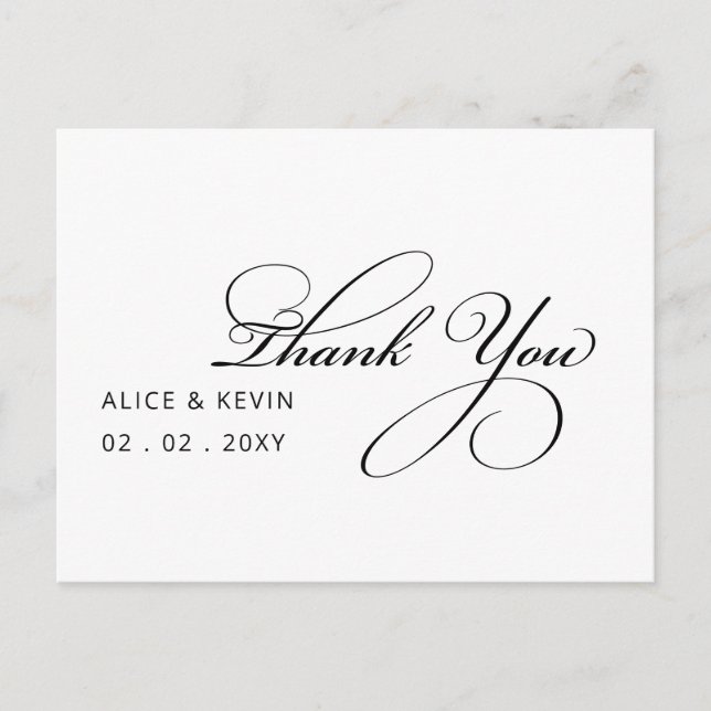 Simple Script Handwritten Wedding Thank You Postcard (Front)