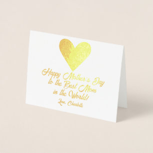 Simple Script Happy Mother's Day Big Love Heart Foil Card