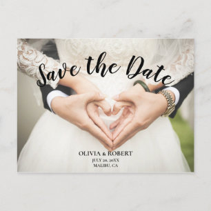 Simple script – heart Save the Date Postcard