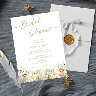 Simple Script in Elegant Floral Bridal Shower  Invitation