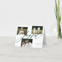 Simple Script Joyful Greeting Green Photo Folded