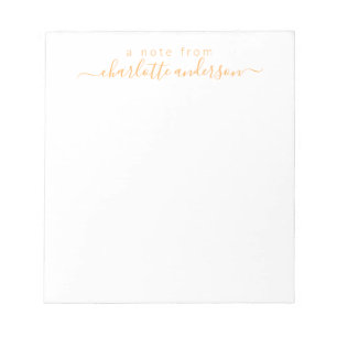 Simple Script Lettering in Yellow Personalised Notepad