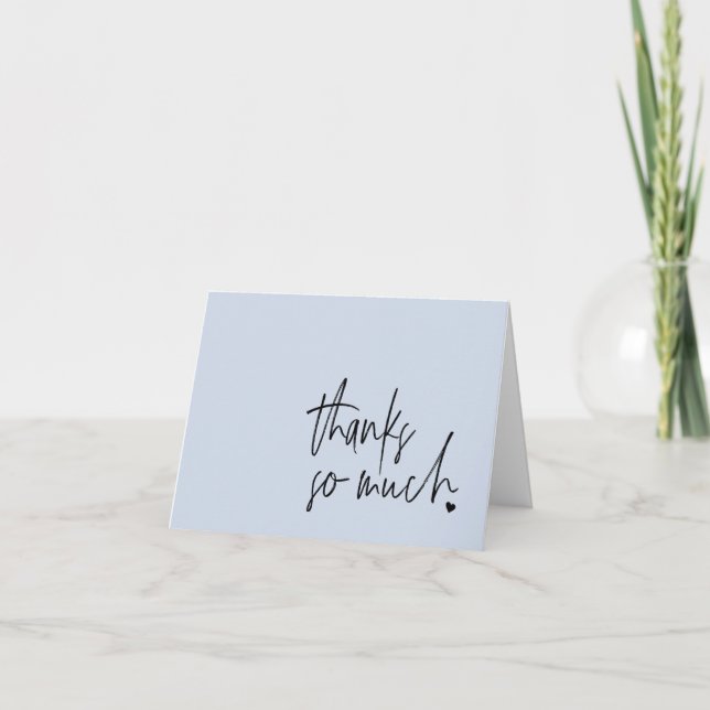 Simple Script Light Blue Thank You Folded Card (Front)