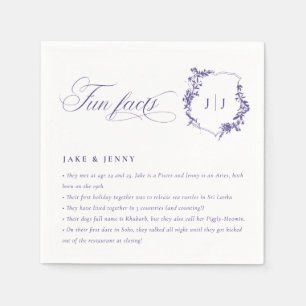 Simple Script Lilac Purple Wedding Logo Fun Facts Napkin