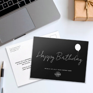 Simple Script Logo Black White Business Birthday Postcard