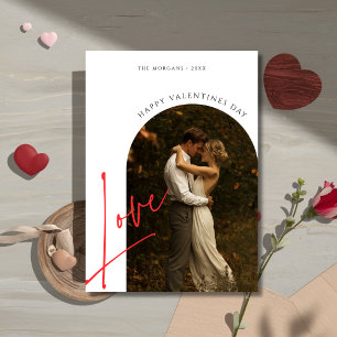 Simple Script Love Arch Photo Valentines Day Holiday Card