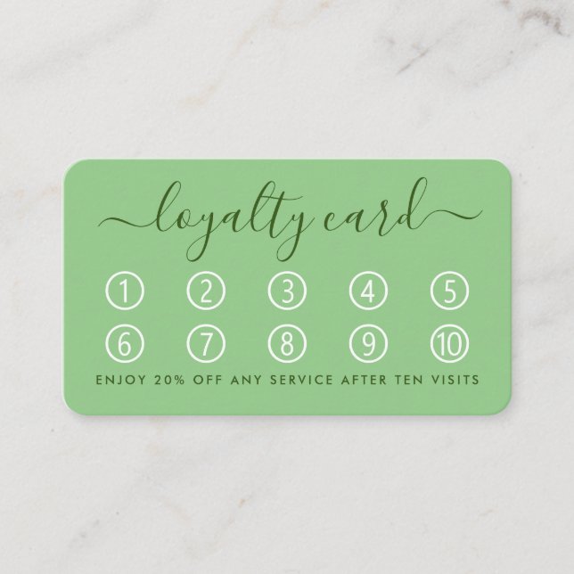 Simple Script Loyalty Card - Mint Green (Front)