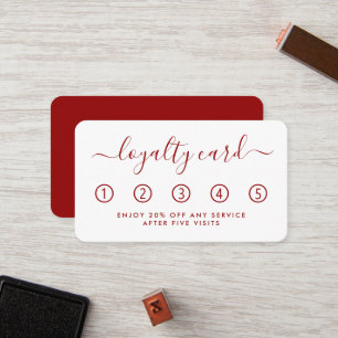 Simple Script Loyalty Card - Red & White