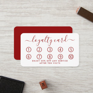 Simple Script Loyalty Card - Red & White