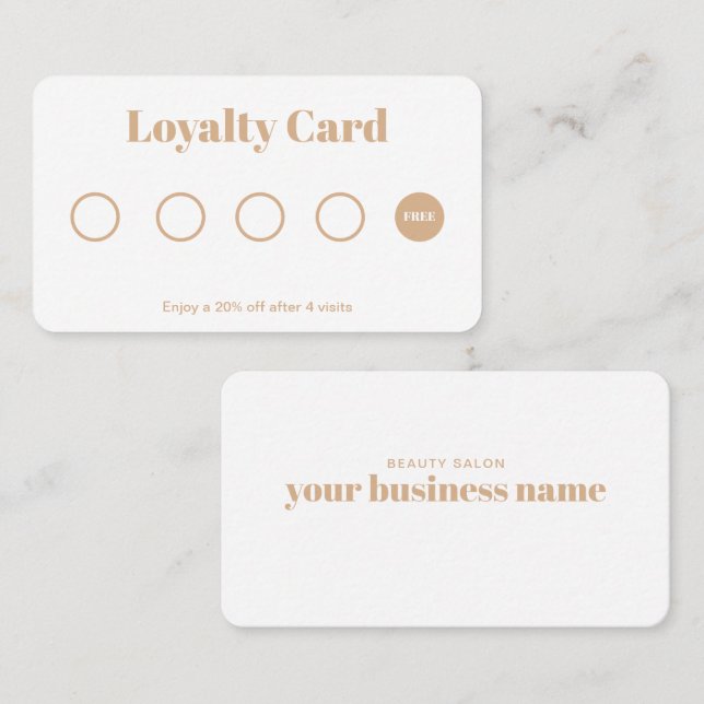 Simple Script Loyalty Card Simple gold white (Front/Back)