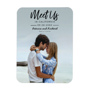 Simple Script Meet Us In Save The Date Photo Magnet