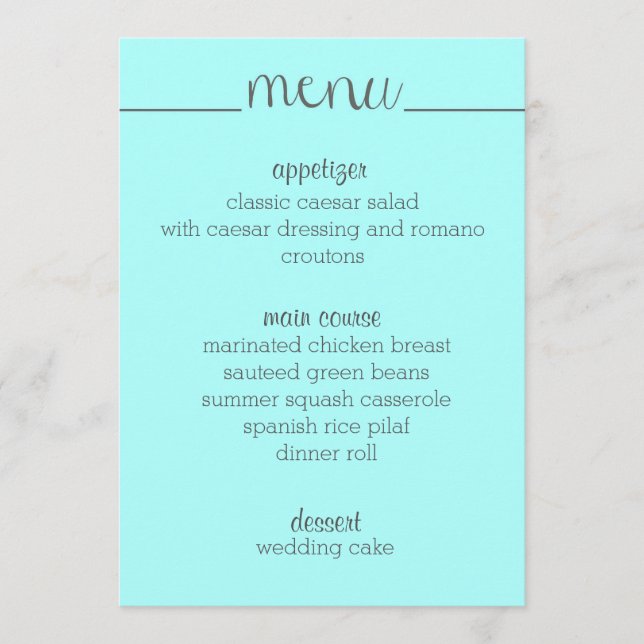 Simple Script Menu Card- aqua (Front)
