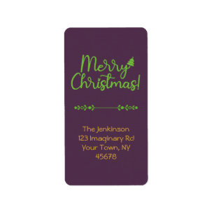 Simple Script Merry Christmas on Violet Address Label