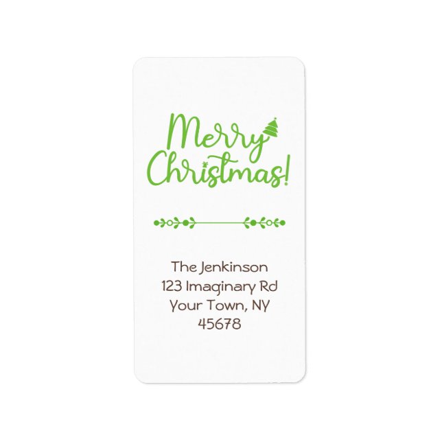 Simple Script Merry Christmas on White Address Label (Front)