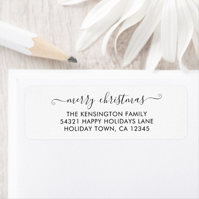 Simple Script Merry Christmas Return Address Label (Insitu)
