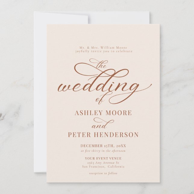 Simple Script Minimalist Classic Wedding  Invitation (Front)