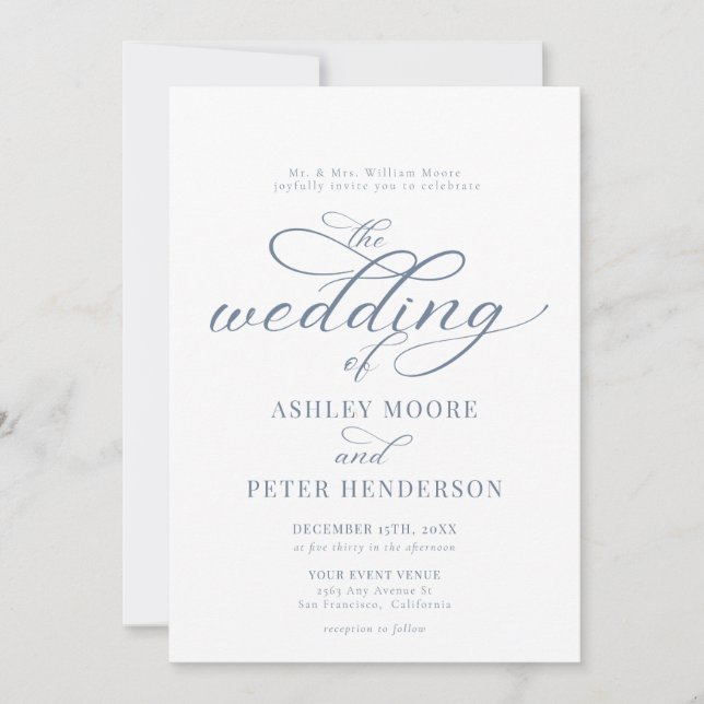 Simple Script Minimalist Classic Wedding  Invitation (Front)