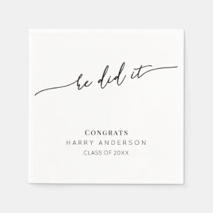 Simple Script Minimalist Graduation Party Napkin